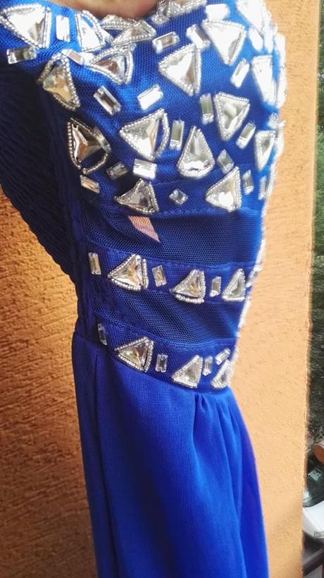 Modré spoločenské šaty 36-38, 38