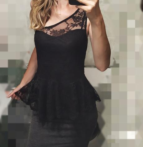 Čipkovaný peplum top, s