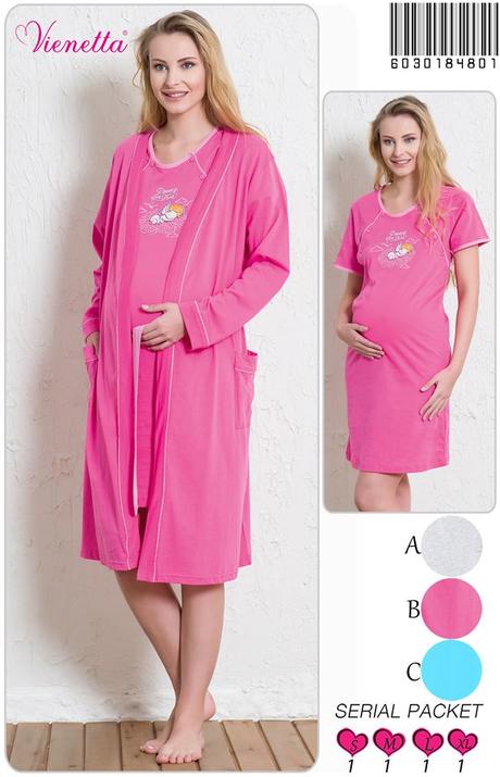 Materský komplet župan s nočnou košeľou bavlnená, vienetta secret,l - xxxl