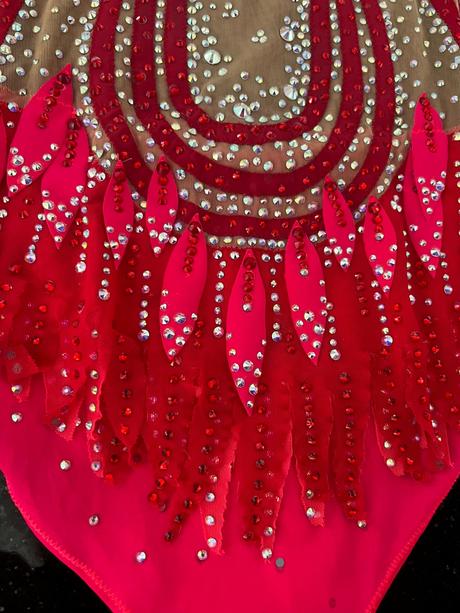 Gymnastický súťažný dres swarovski vel. 6-10 rokov, 128