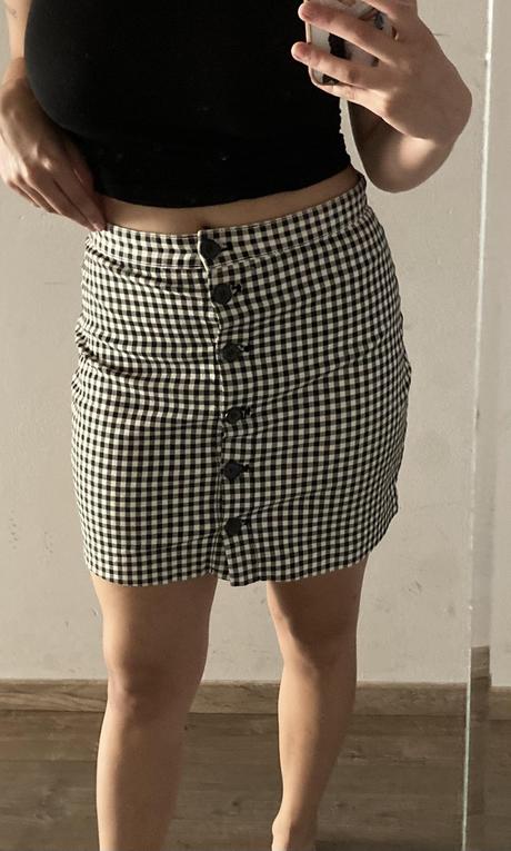 Kockovaná sukňa na gombíky, h&m,m