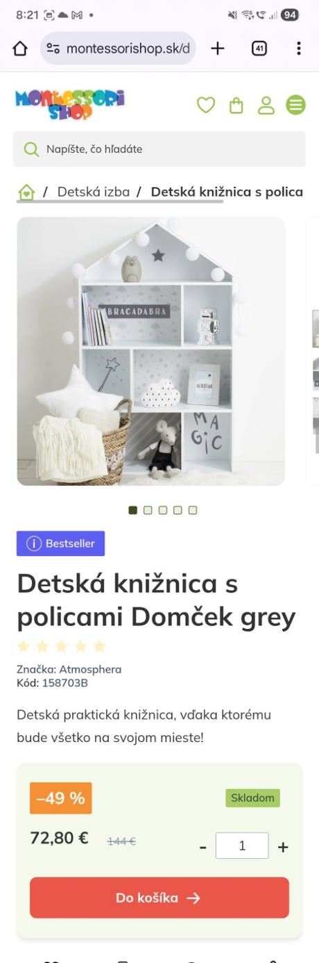 Knižnica/polica domček, 