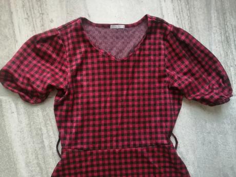 Červené kockované šaty, vl, l