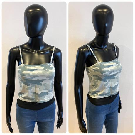 Maskáčové crop top tričko (m), new yorker,m