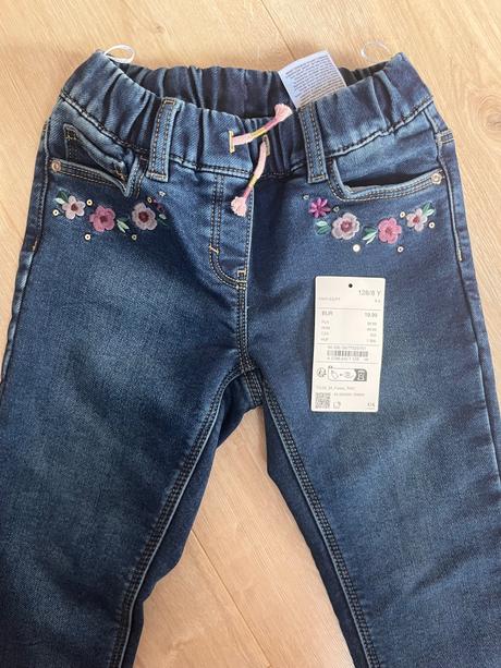 Zateplene dzinsy / leginy, c&a,128