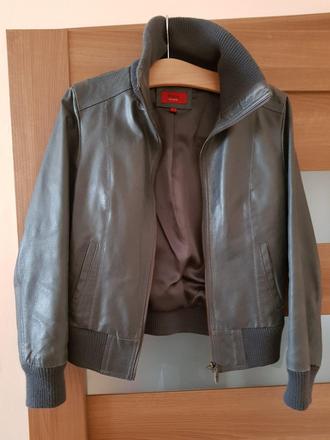 Tmavošedá kožená bunda 38, s, 38