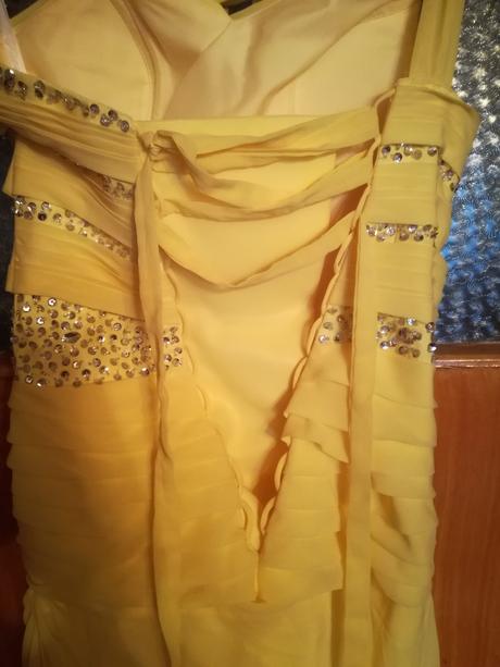 Zlte spolocenske saty + kravata, 38