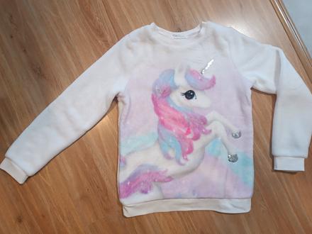 Plyšová mikina unicorn, h&m,134