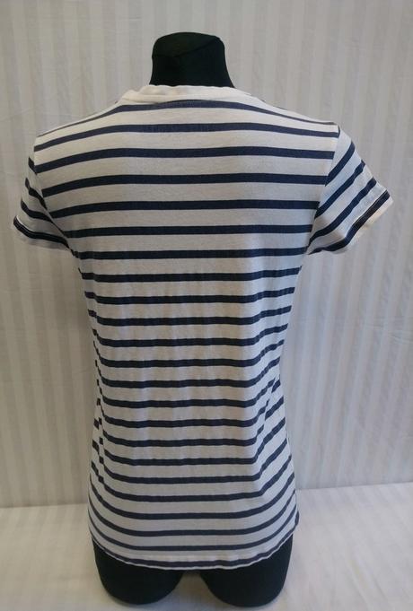 Dámsky pásikavý modro biely top, nápis, today, s, s