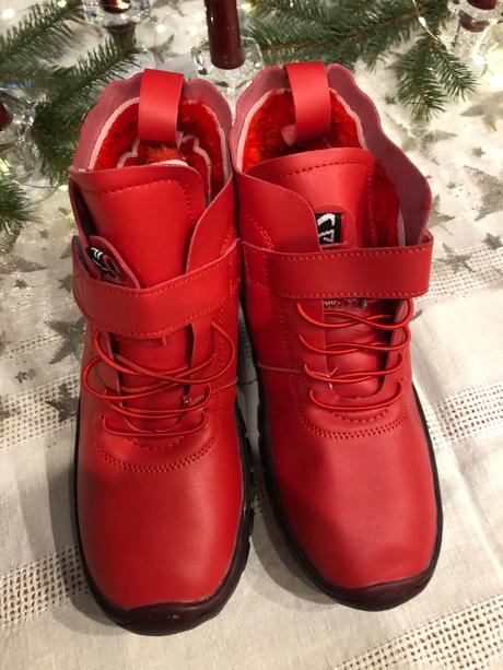 Červené zateplené cizmy/ topánky, 36