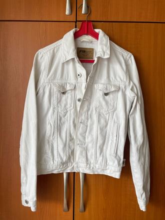 Biela riflová bundách., s