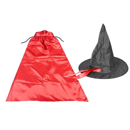 Klobúk a plášť karnevalový doplnok 75cm - červená,