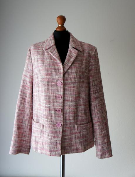 Elegantné ružové tvídové sako/blejzer zn.encadeé, xl