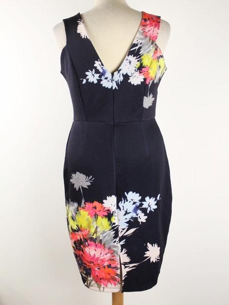 Tmavo-modré strečové kvetin. šaty next veľ. 40, next,38