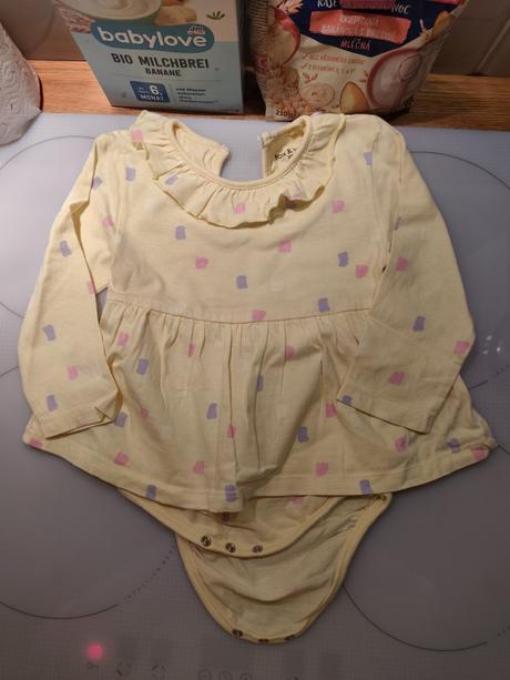 Body/šaty vanilkovo žlté, fox & bunny,92