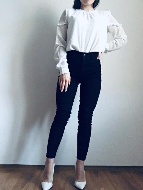 Biela blúzka s motívom srdiečok, h&m,xs