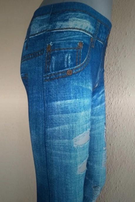 Legíny dlhé, džínsový deravý vzhľad, veľkosť l, l / xl
