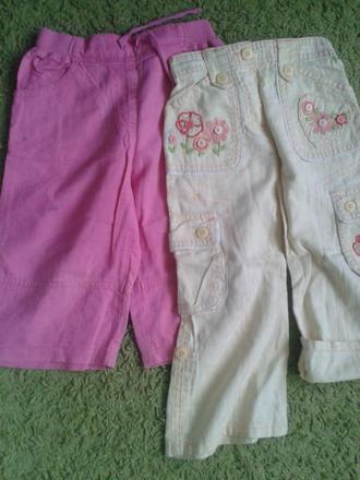 Plátené nohavice pekne vyšívané+ trištvrťáky gráti, george,92