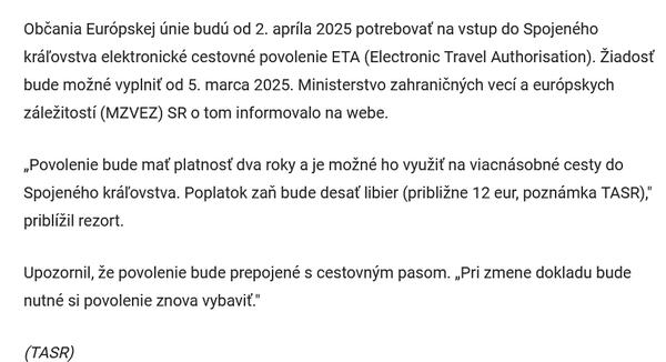 Na vstup do Spojeného kráľovstva bude potrebné povolenie