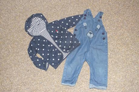 Vyteplena bundicka + riflicky, top stav, debenhams,80