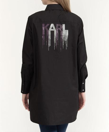 Bavlnená oversize čierna košeľa zn. karl lagerfeld,