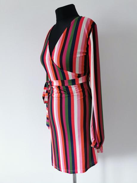 Farebné pásikavé šaty na viazanie bonprix, bonprix,s