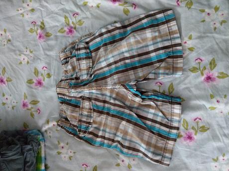 Bielobéžovohnedotyrkysové kraťasky h&m logg 104, h&m,104