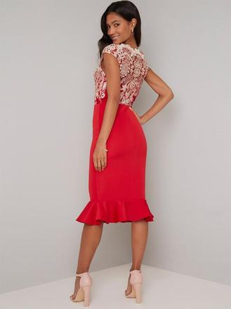 Luxusné červeno zlaté šaty, 38 / m