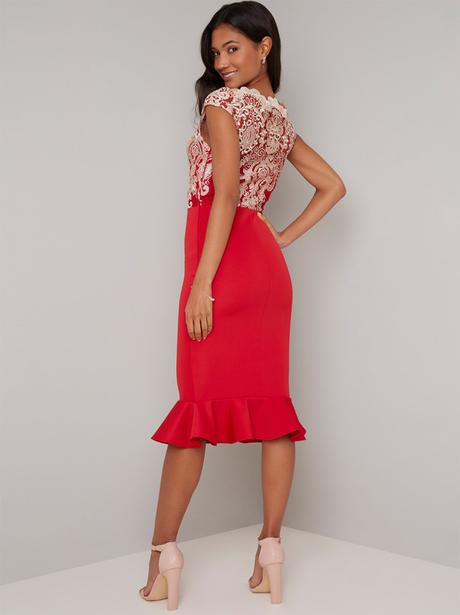 Luxusné červeno zlaté šaty, 38 / m