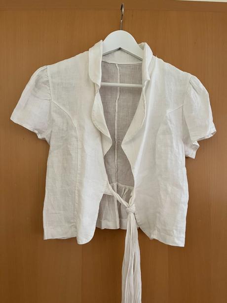 Bieľa ľanová blúzka/košielka, s