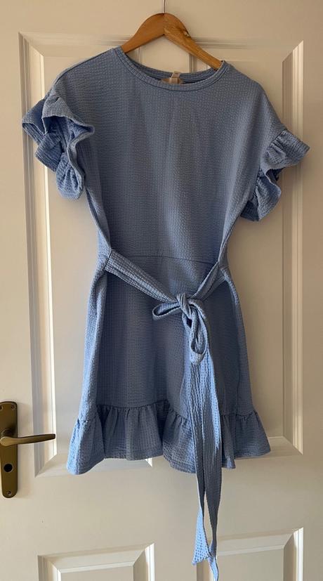 Bledomodré šaty s volánmi, h&m, xs/s, h&m,xs