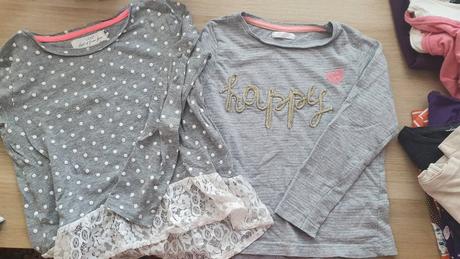 2x tričko sivé ozdobné, h&m,122