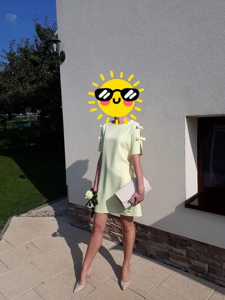 Mini žlté sviatočne šaty, s