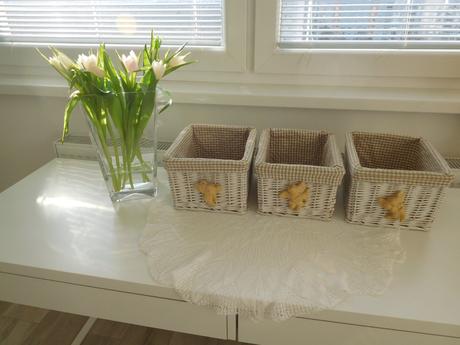 Košík prútený 3 kusy, bavlnené vnútro, 