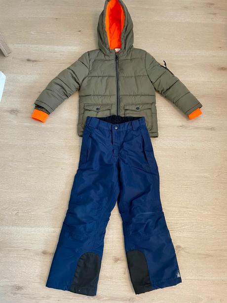 Zimna bunda a oteplovaky 122/128, tesco,122