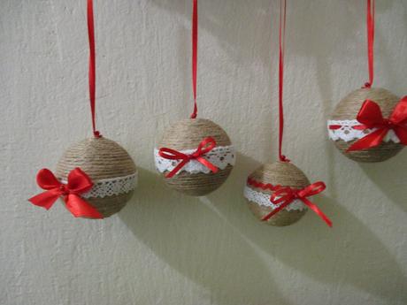 Vianočné gule jutové, menšie,