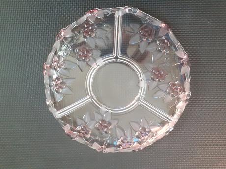 Sklenená stará ozdobná misa kabaret, 