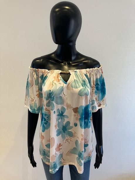 Dámska kvetovaná blúzka so spadnutými ramenami, l / m / s / xl