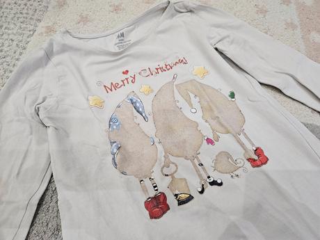 Vianočné tričko s trpaslíkmi, h&m,134