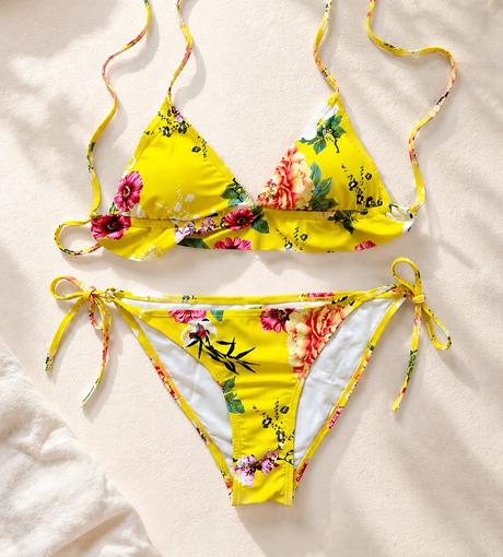 Dámske žlté kvetované bikini plavky, gate,s