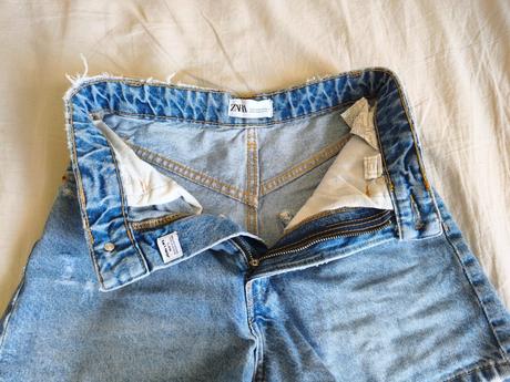 Rifľové šortky s vysokým pásom, zara,32