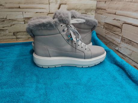 Geox 40 - dámske kožené šedé členkové zimné topánk, geox,40