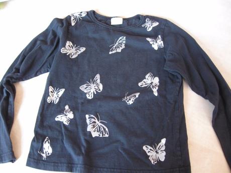 Dievčenské tričko čierne s motýľami, 122/128, cherokee,122