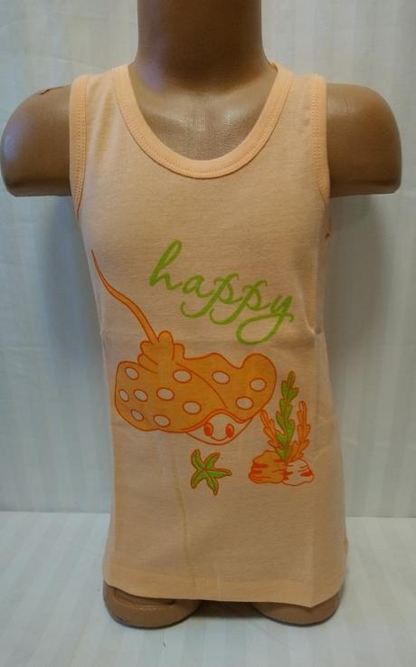 Dievč. marhuľové tielko s motívom happy, v&k, 110, 110