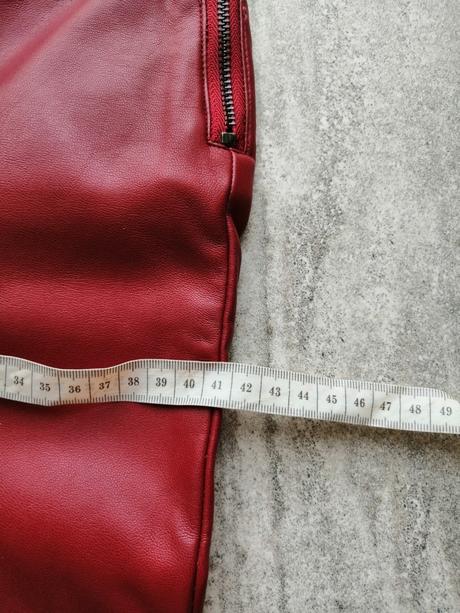 Bordové zateplené kožené nohavice zara,vxs-s, zara,s