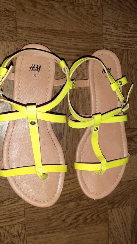 Neónovo žlté sandále., h&m,36
