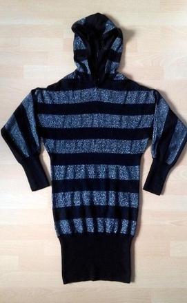 Znackovy cierno-strieborny sveter/saty apart, 34