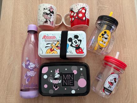Dózičky, poháre a fľaša mickey mouse, spolu za 10e, 