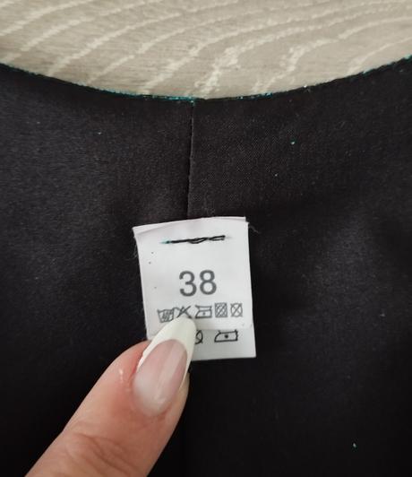 Dlhé spoločenské trblietavé petrolejové šaty, 38