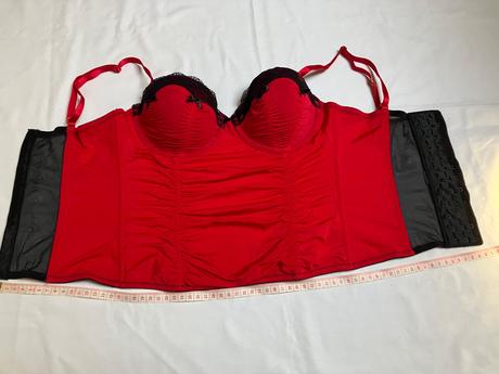 Dámsky červený čipkovaný korzet na ramienka, c&a,xs